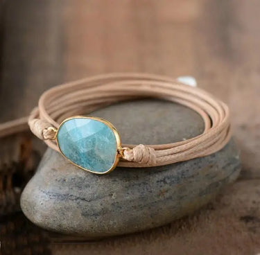 Amazonite Leather Wrap Bracelet-Your Soul Place